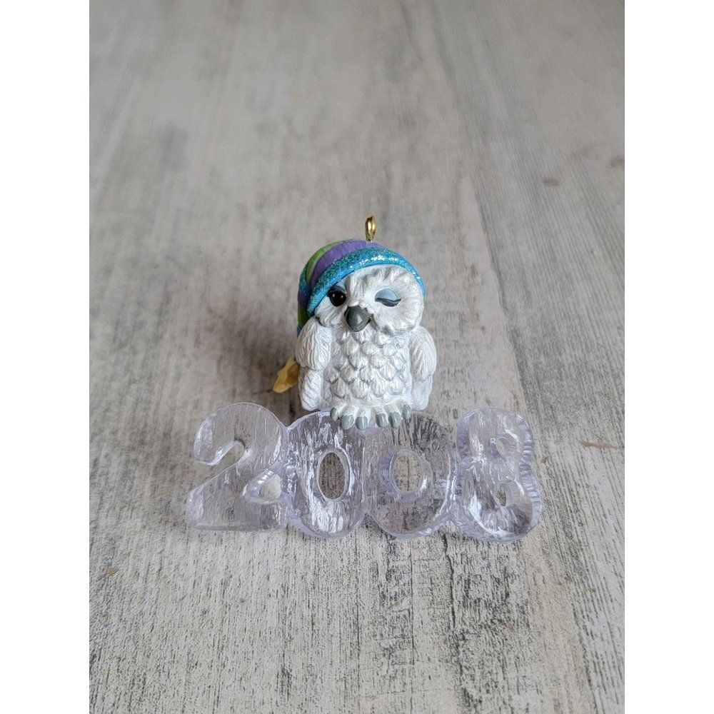Hallmark 2008 cool decade owl ornament Xmas glitter
